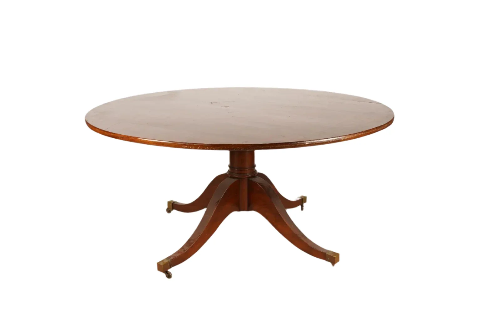 AF1-014:  ANTIQUE EARLY 20th CENTURY ENGLISH REGENCY STYLE MAHOGANY 60" DIAMETER DINING TABLE - Image 10