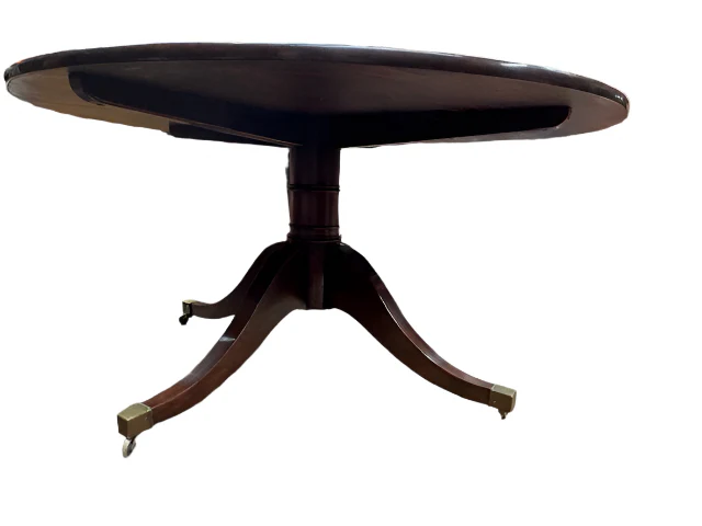 AF1-014:  ANTIQUE EARLY 20th CENTURY ENGLISH REGENCY STYLE MAHOGANY 60" DIAMETER DINING TABLE - Image 13
