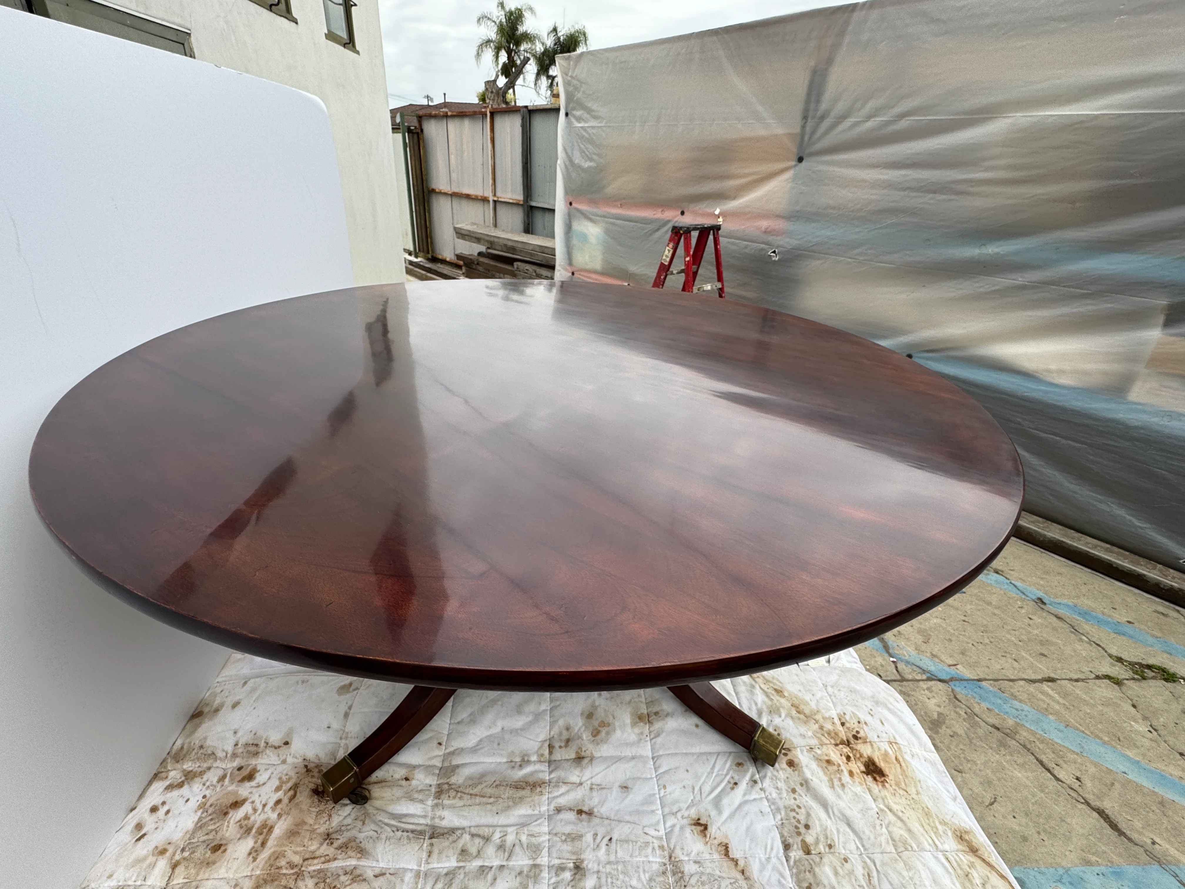 AF1-014:  ANTIQUE EARLY 20th CENTURY ENGLISH REGENCY STYLE MAHOGANY 60" DIAMETER DINING TABLE - Image 20