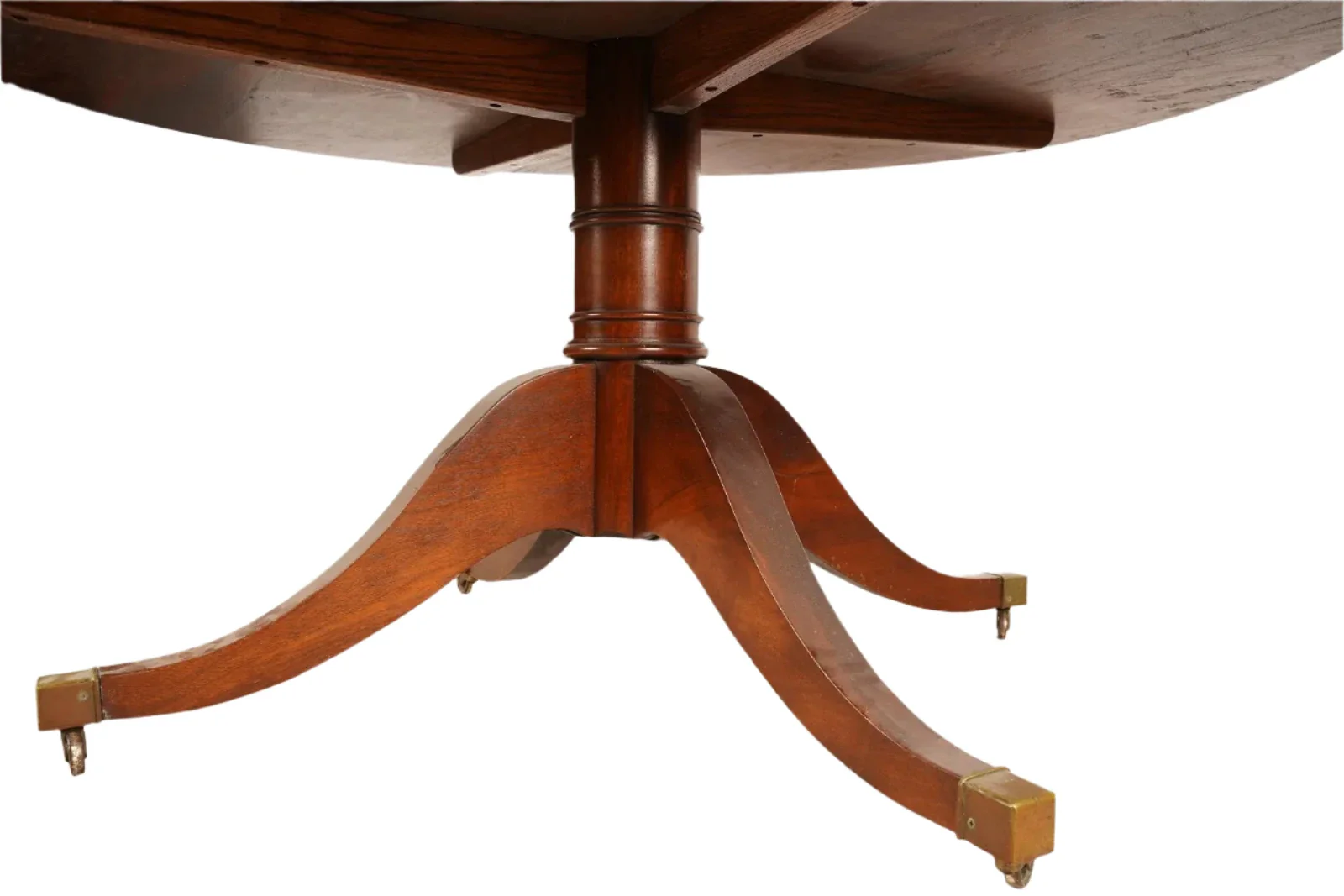 AF1-014:  ANTIQUE EARLY 20th CENTURY ENGLISH REGENCY STYLE MAHOGANY 60" DIAMETER DINING TABLE - Image 4