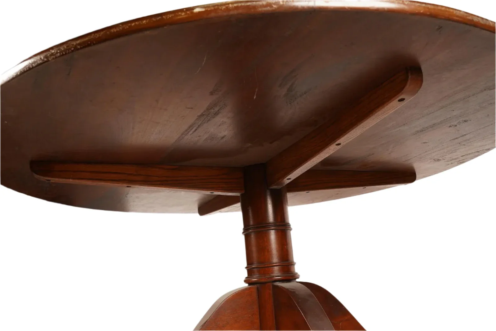 AF1-014:  ANTIQUE EARLY 20th CENTURY ENGLISH REGENCY STYLE MAHOGANY 60" DIAMETER DINING TABLE - Image 5