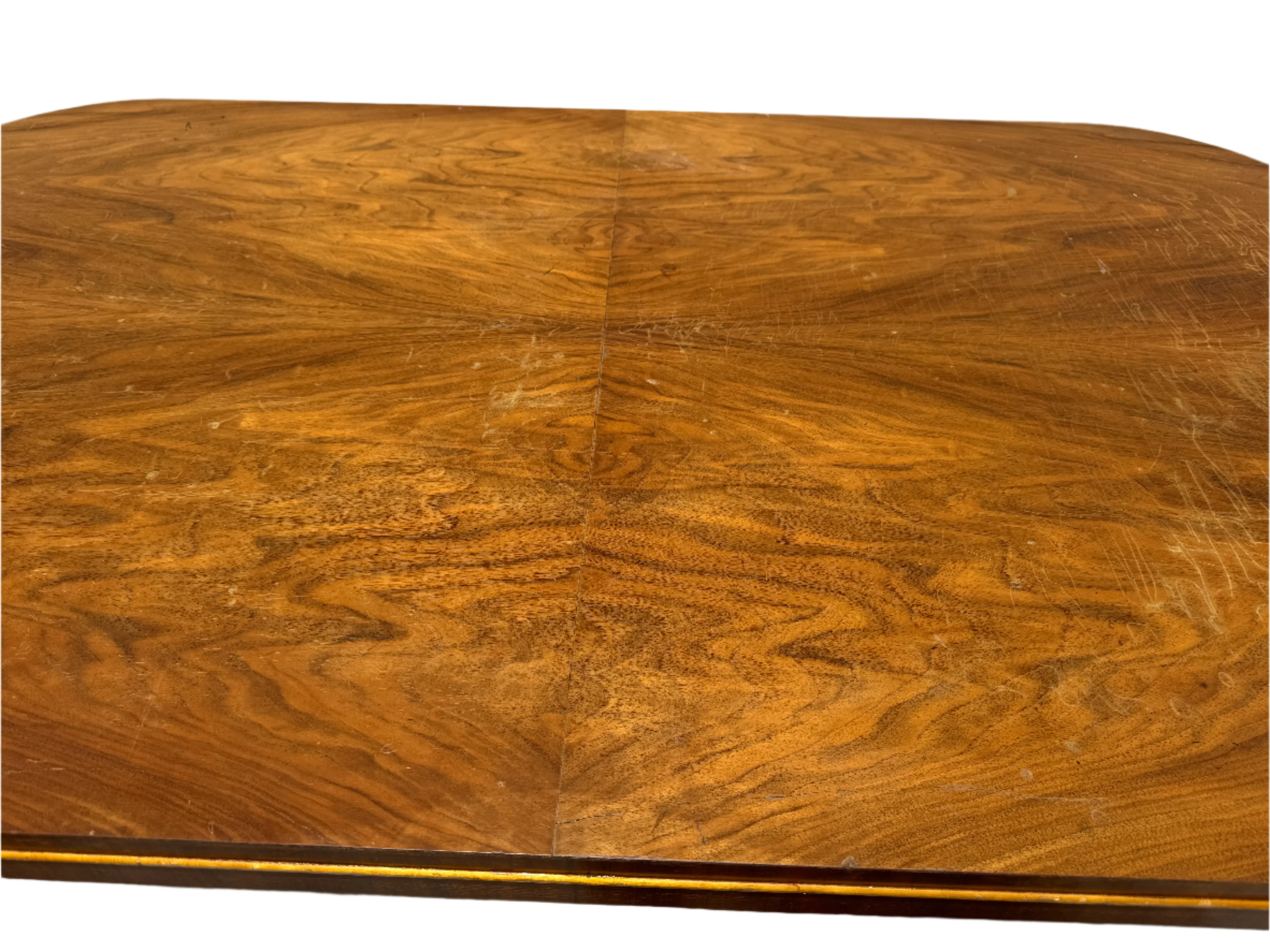 AF1-096: Vintage Moderne Walnut Dining Table With Swirl Walnut Bookmatched Veneer Top - Image 5