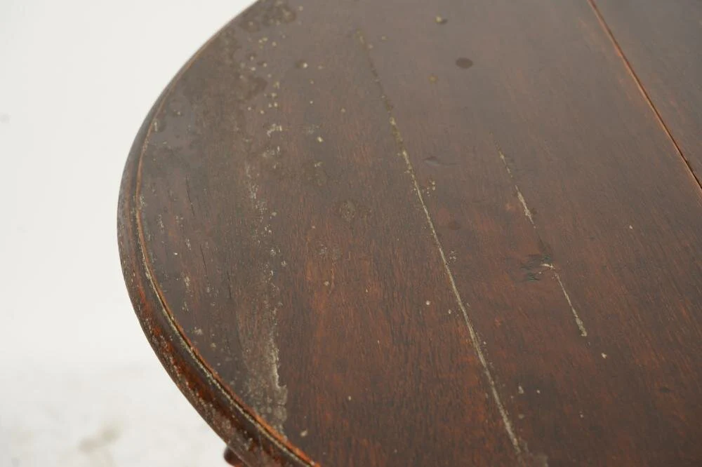 AF1-112: Antique Late 18th Century American Oak Barley Twist Gate Leg Drop Leaf Dining Table - Image 5