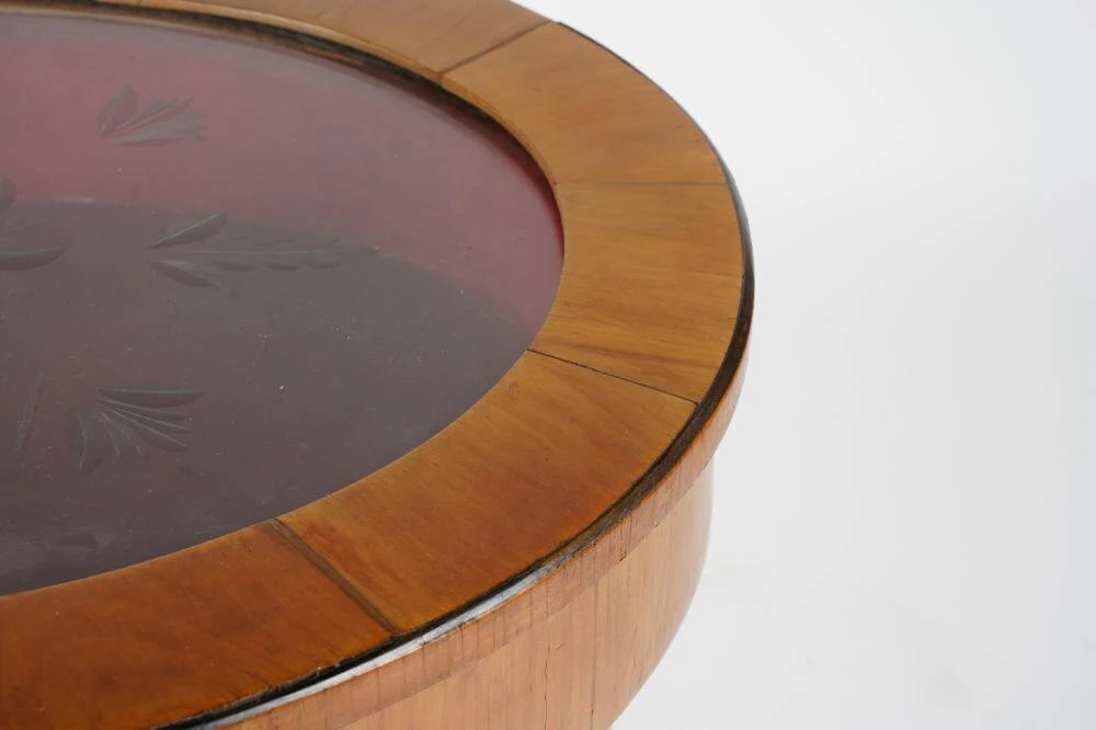 AF1-113: ANTIQUE MID 19TH CENTURY AUSTRIAN BIEDERMEIER OVAL VITRINE SIDE TABLE - Image 8