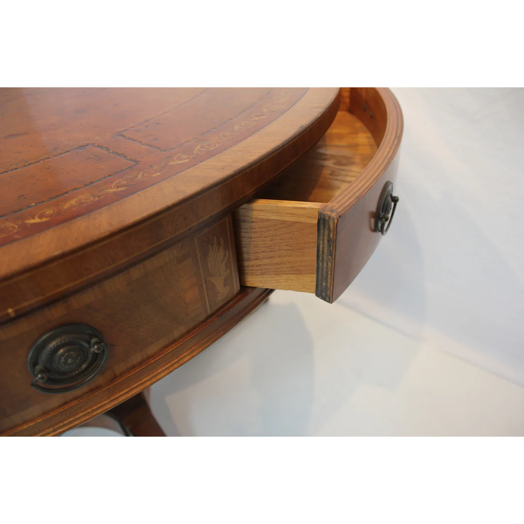 AF1-216: Antique Early 20th Century Leather Top Inlay Mahogany George III Rent Table - Image 5