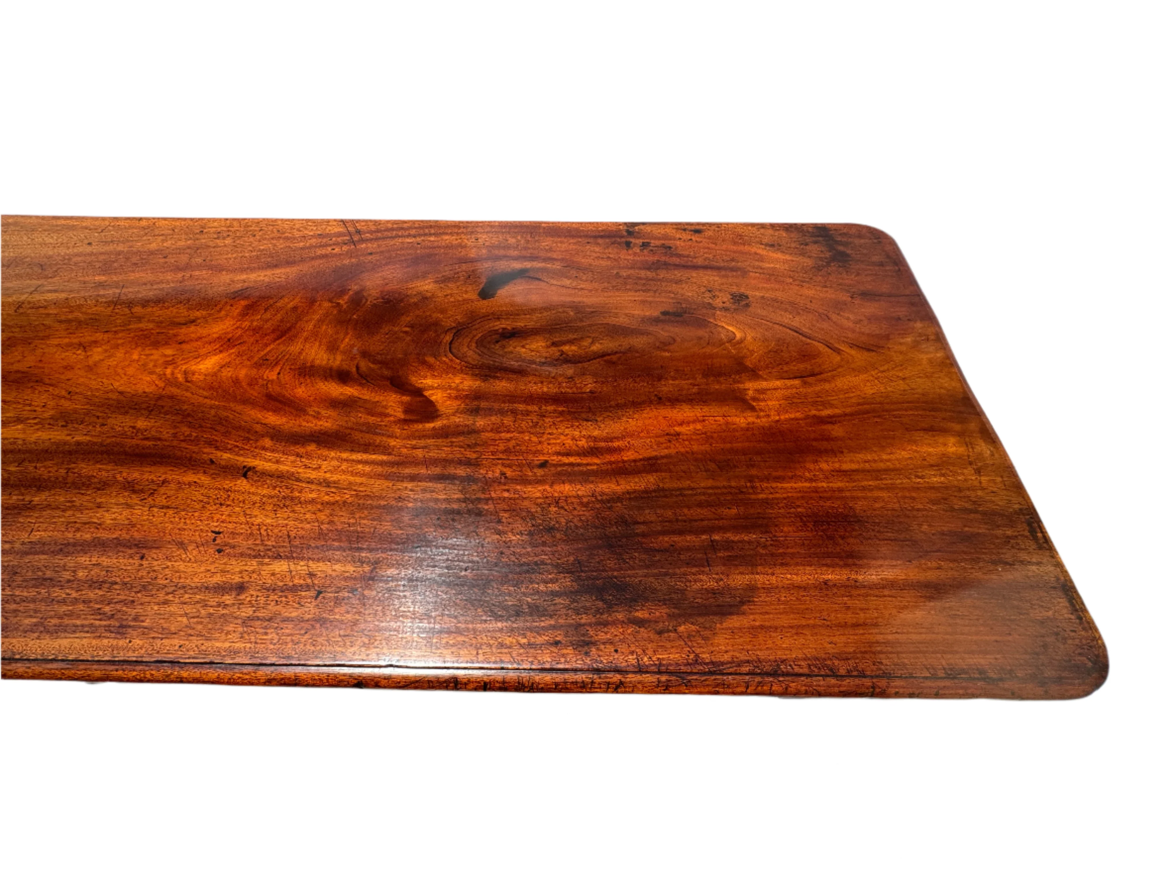 AF1-320: Antique American Classical Single Plank Mahogany Farm Table  Mid 19th Century - Image 8