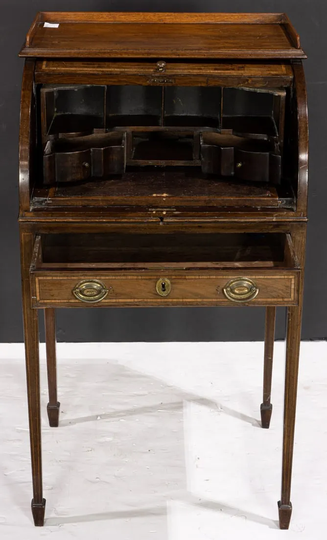 AF5-050: Antique Late 18th Century George III Mahogany Cylinder Roll Top Desk - Image 3