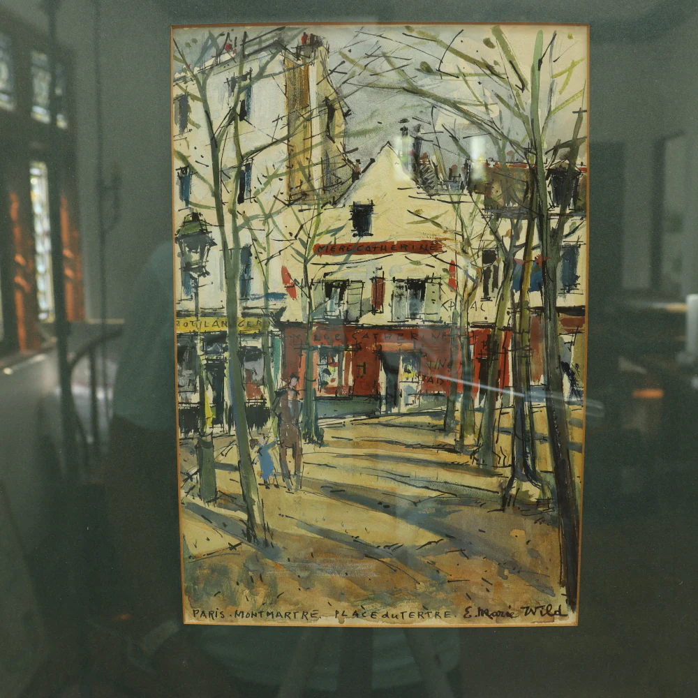 AW3-194:  E Marie Wild - Montmartre Place du Tertre Paris - Post Impressionist Watercolor - Image 4