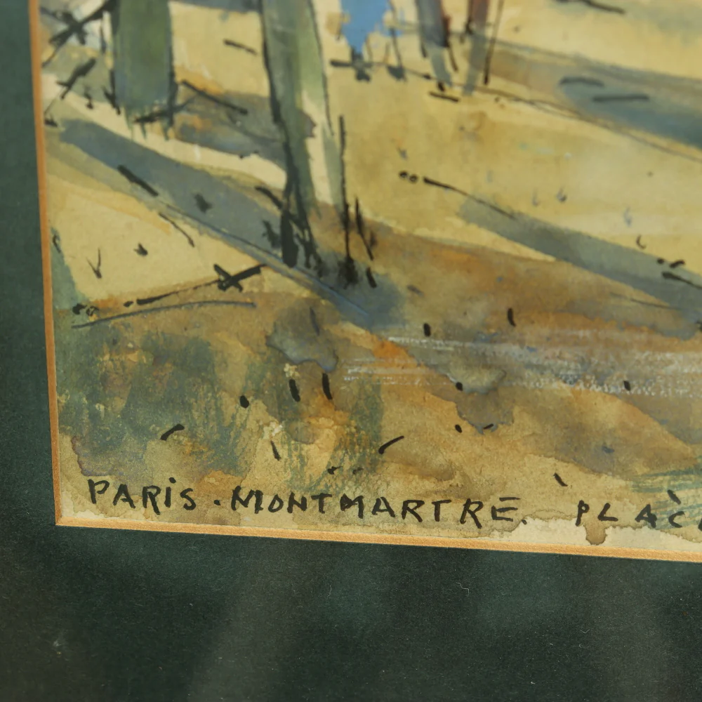 AW3-194:  E Marie Wild - Montmartre Place du Tertre Paris - Post Impressionist Watercolor - Image 5